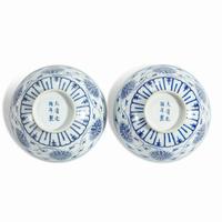 An associated pair of Chinese blue and white porcelain "Lotus" bowls Guangxu six-character marks