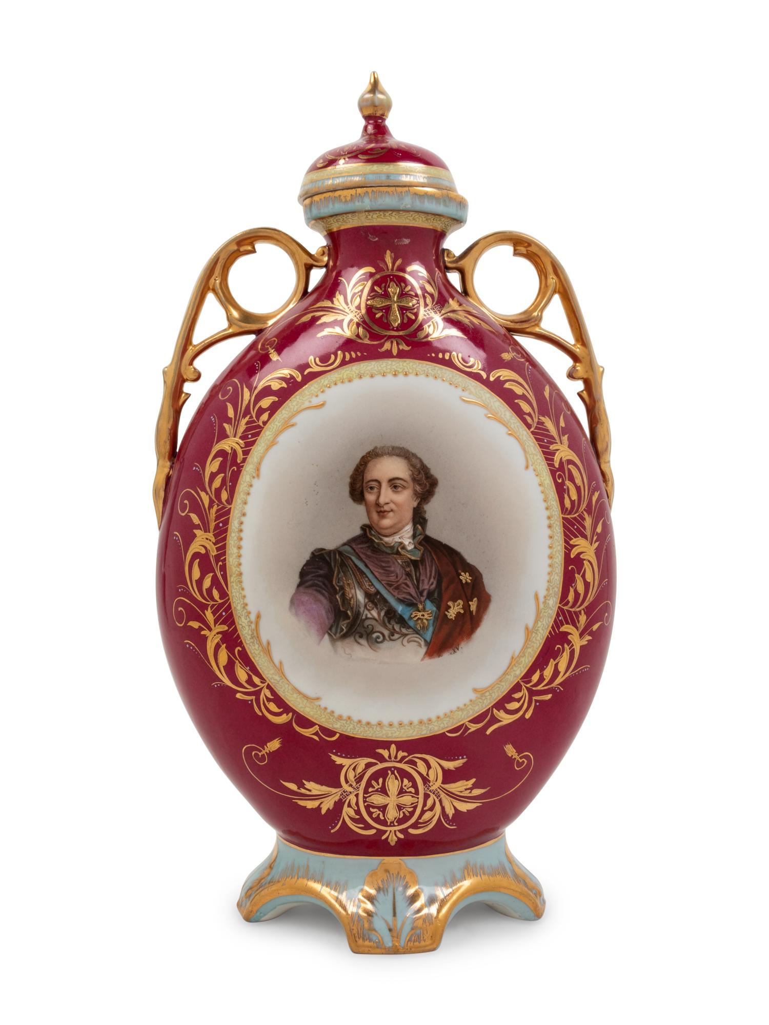 A Vienna Painted and Parcel Gilt Porcelain Flask
