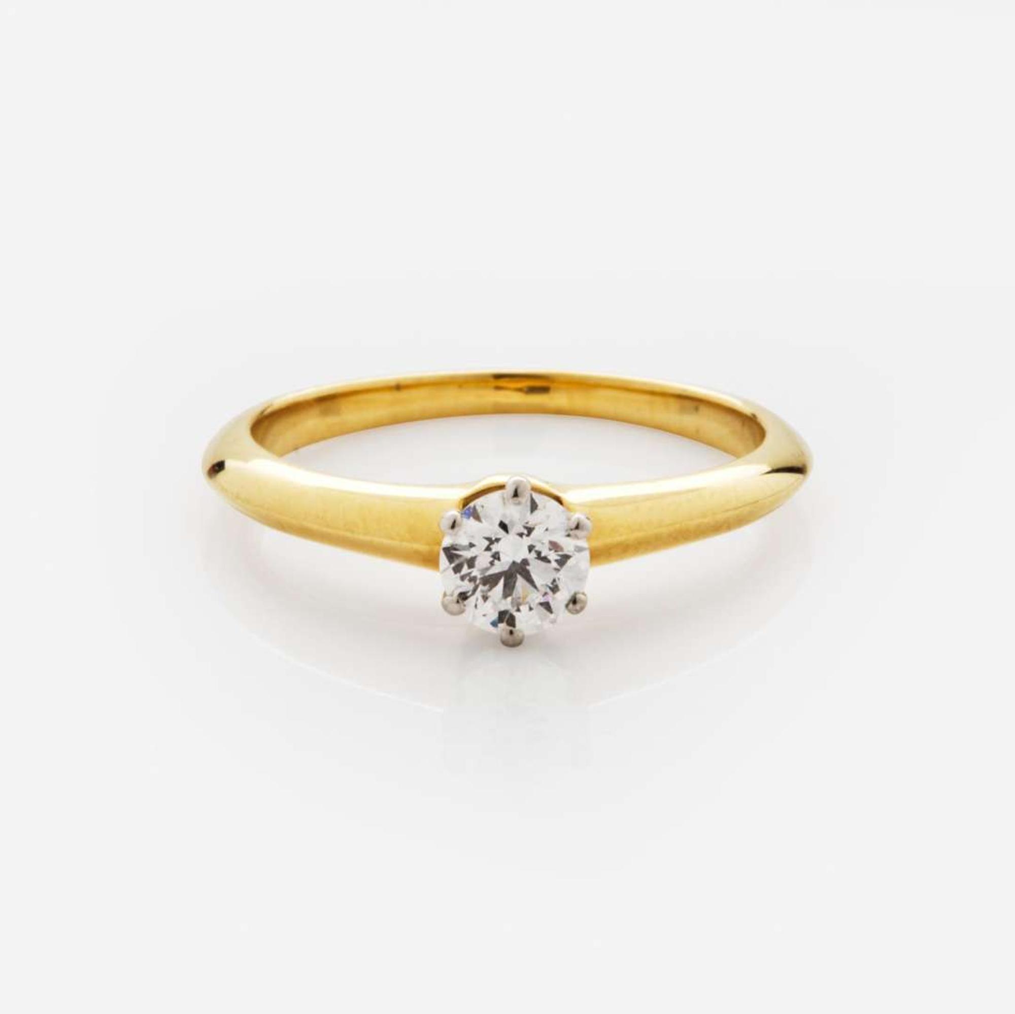 A Vintage Tiffany & Co. Diamond Ring 0.42 Carat Round Brilliant-Cut Diamond, GIA Certified