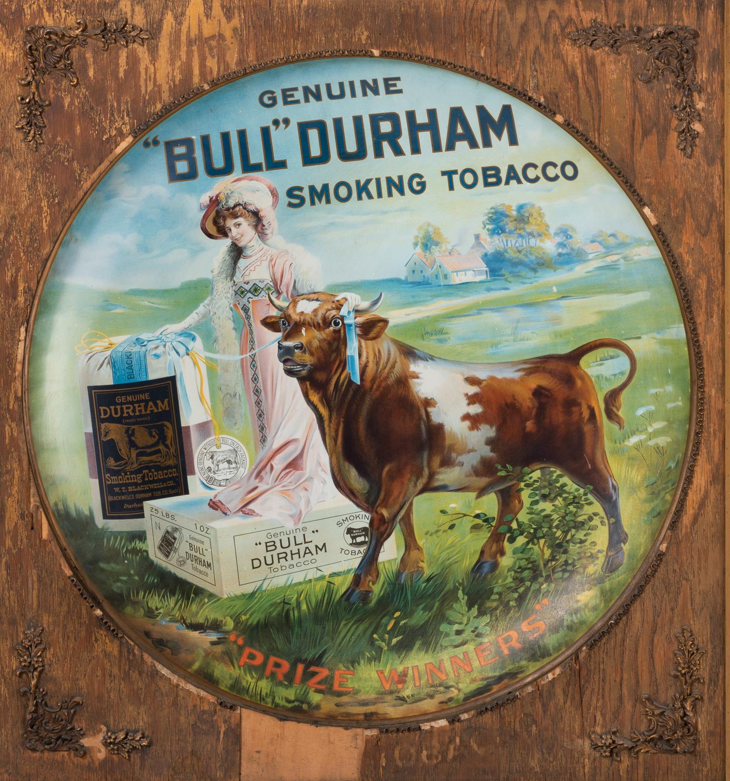 A Bull Durham Tobacco Tin Advertising Charger