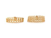 TWO YELLOW GOLD BRACELETS