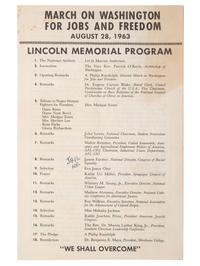 [CIVIL RIGHTS]. March on Washington for Jobs and Freedom, August 28, 1963: Lincoln Memorial Program . [Washington, DC], 1963.