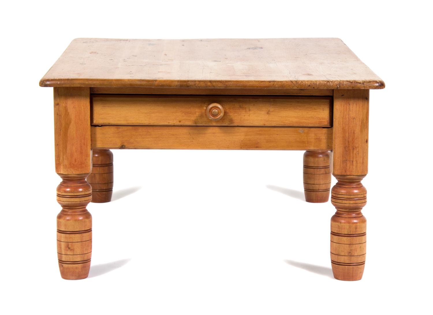 An Irish Pine Low Table Height 21 1/2 x width 35 1/2 x depth 47 1/8 inches. — 20TH CENTURY