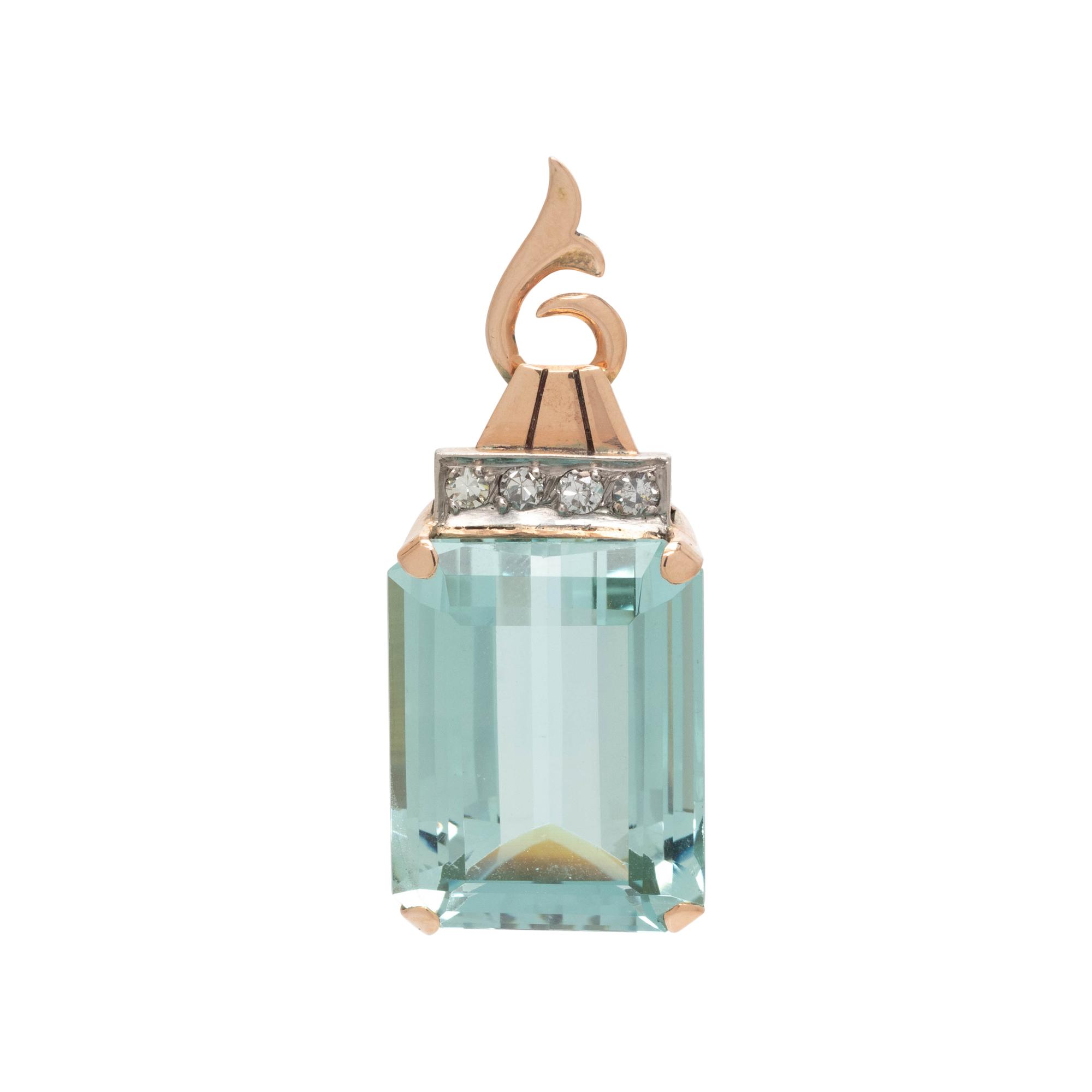 AQUAMARINE AND DIAMOND PENDANT