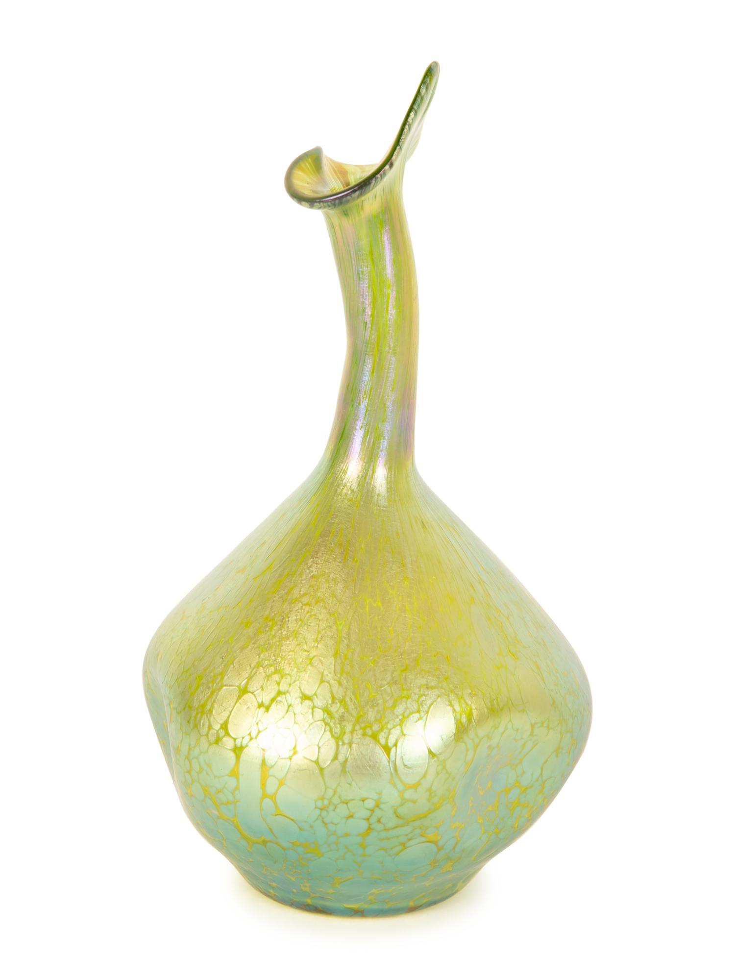 A Loetz Green Rosewater Sprinkler Vase