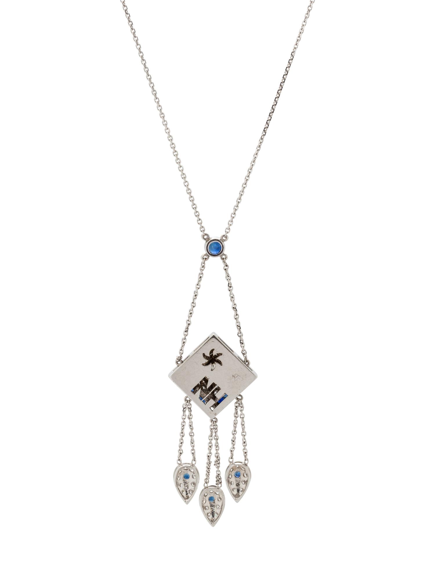WHITE GOLD, DIAMOND AND SAPPHIRE NECKLACE