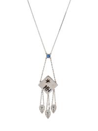 WHITE GOLD, DIAMOND AND SAPPHIRE NECKLACE