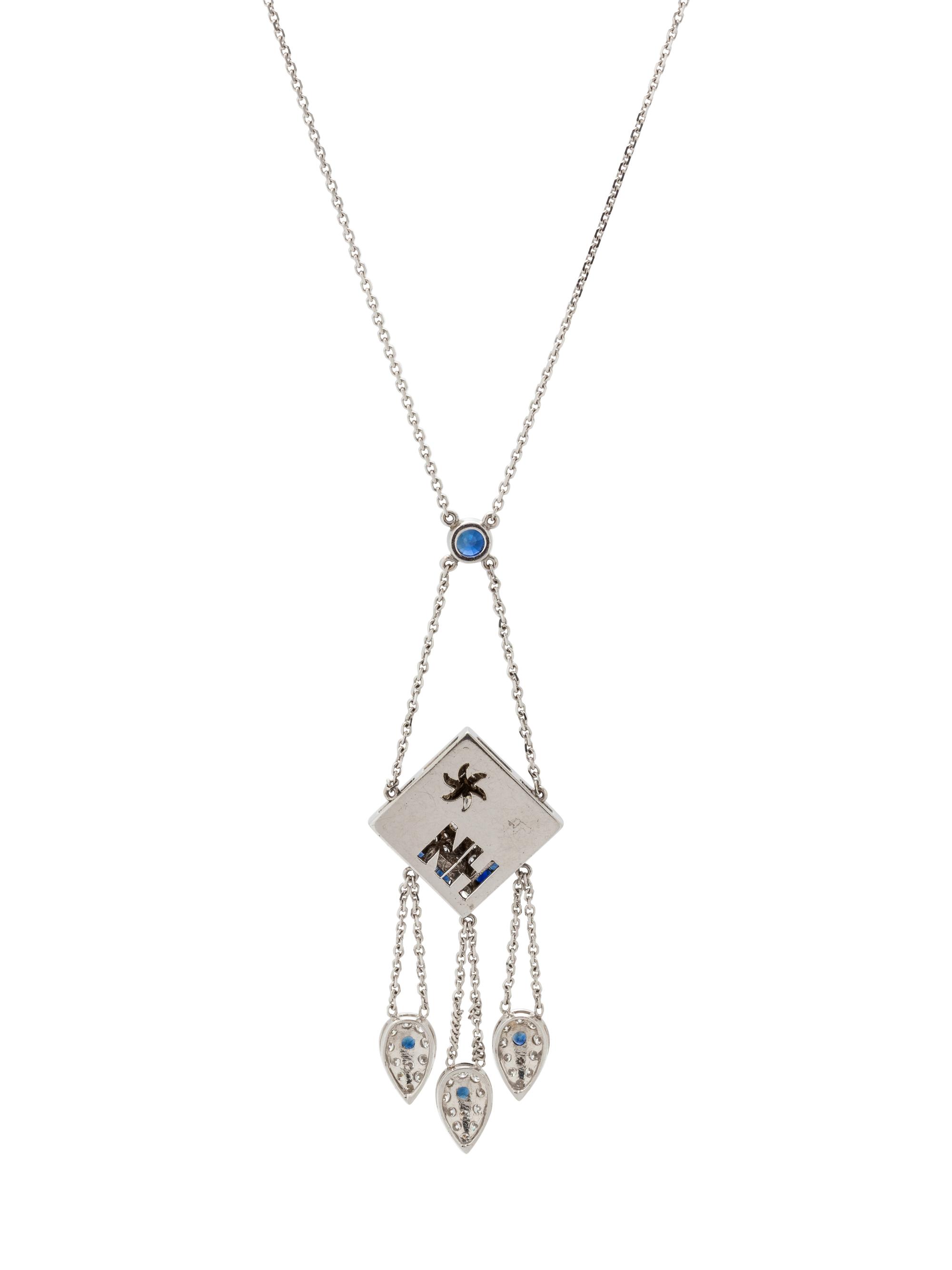 WHITE GOLD, DIAMOND AND SAPPHIRE NECKLACE