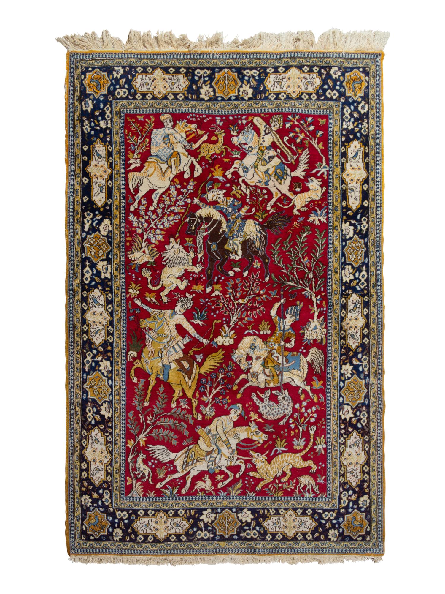 A Kirman Pictorial Wool Rug