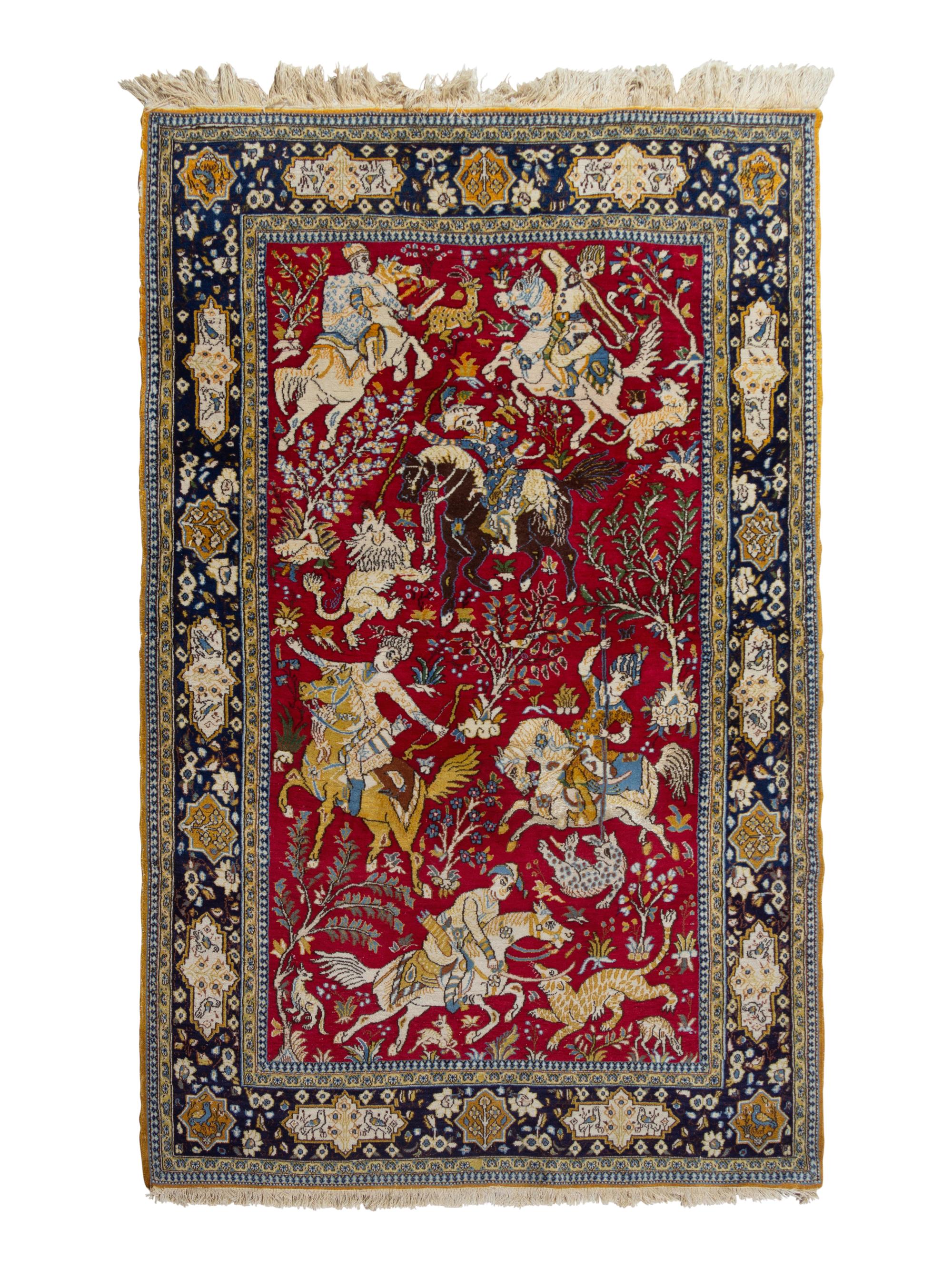 A Kirman Pictorial Wool Rug