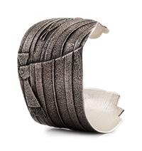 Tufa Cast Silver Figural Cuff Bracelet, with Coral Cabochon