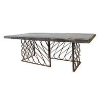 A Stone and Wrought Iron Table 98" W x 47" D x 31.5" H — Italy, 17th Century and Later