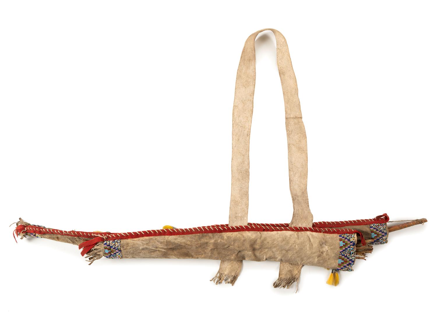Sioux Beaded Hide Bowcase and Quiver, with Bow and Arrows