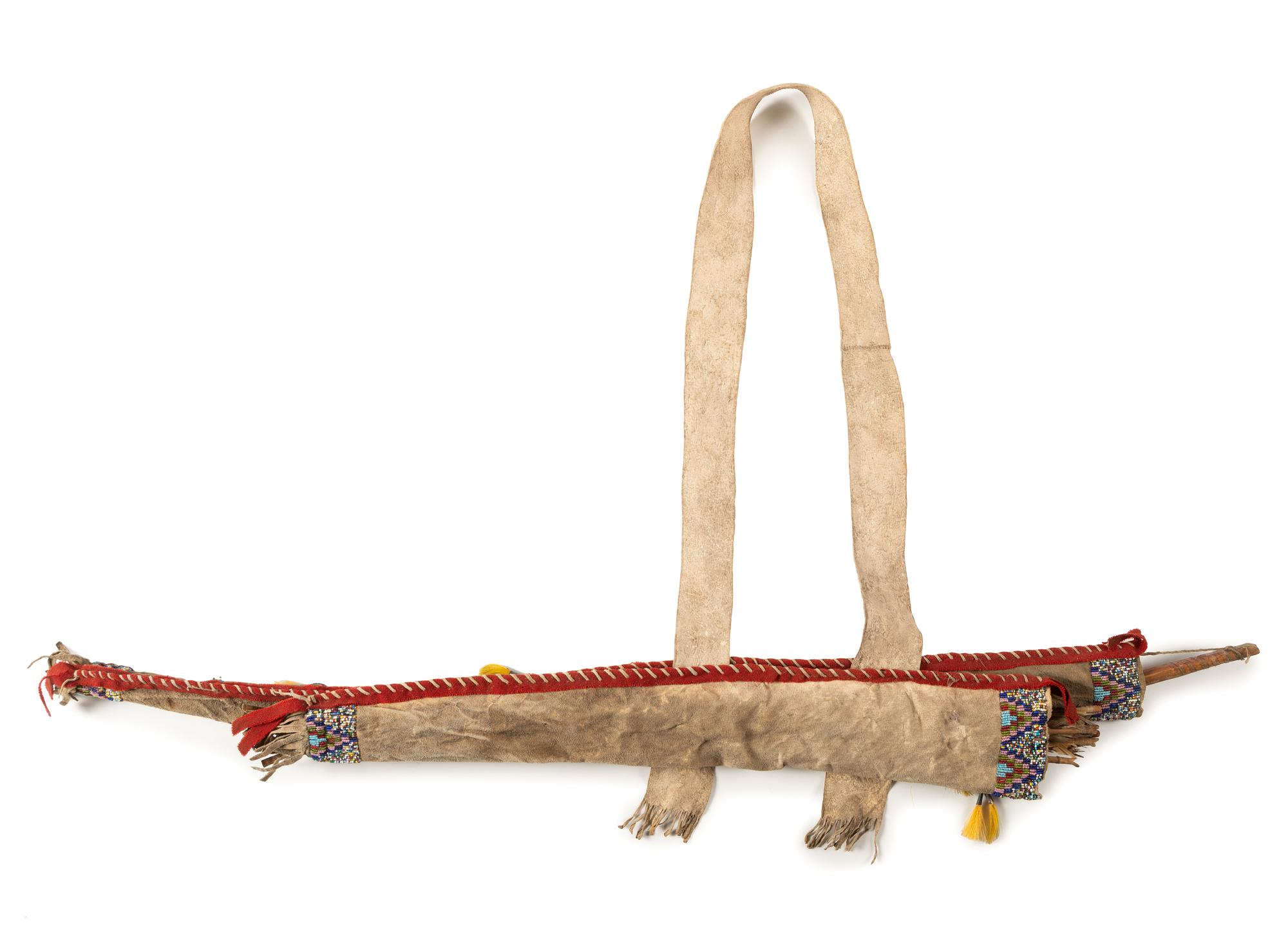Sioux Beaded Hide Bowcase and Quiver, with Bow and Arrows