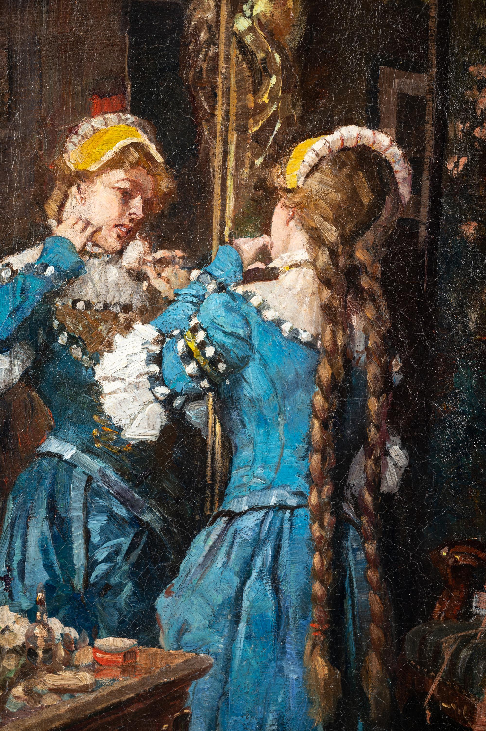Courtier Watching Woman at Mirror