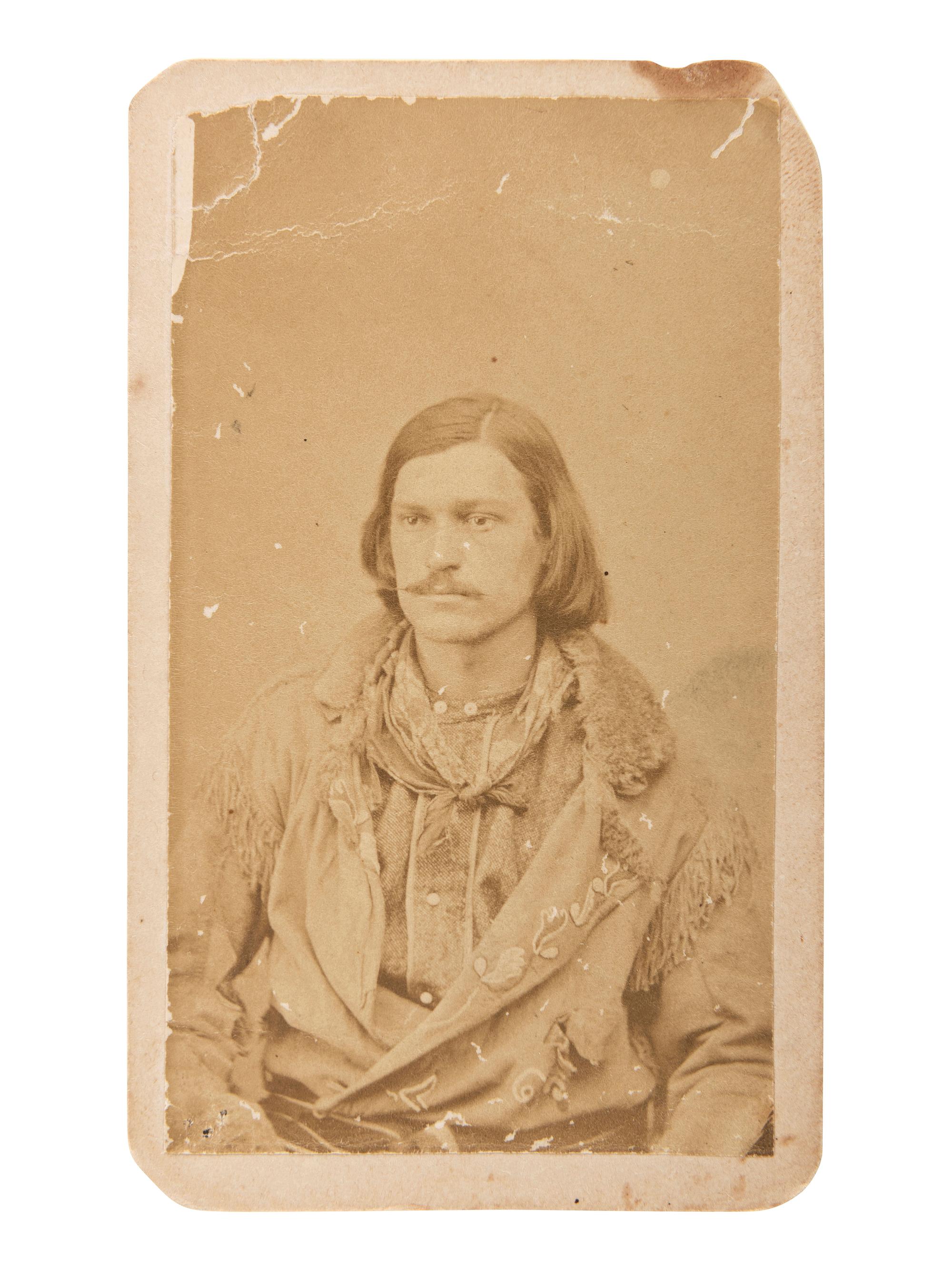 [WESTERN AMERICANA]. MORROW, Stanley J., photographer. CDV of Luther "Yellowstone" Kelly. Yankton, Dakota Territory.