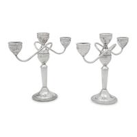 A Pair of American Silver Three-Light Candelabra