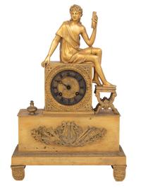 An Empire Style Gilt Bronze Figural Mantel Clock