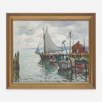 Guy Carleton Wiggins (American, 1883–1962) The Friendship Sloop & Lifting Skies