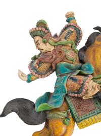 Two Chinese Painted Pottery Figural-Form Roof Tiles