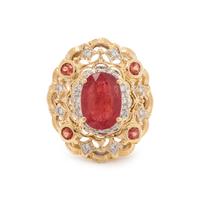 ORANGE SAPPHIRE AND DIAMOND RING