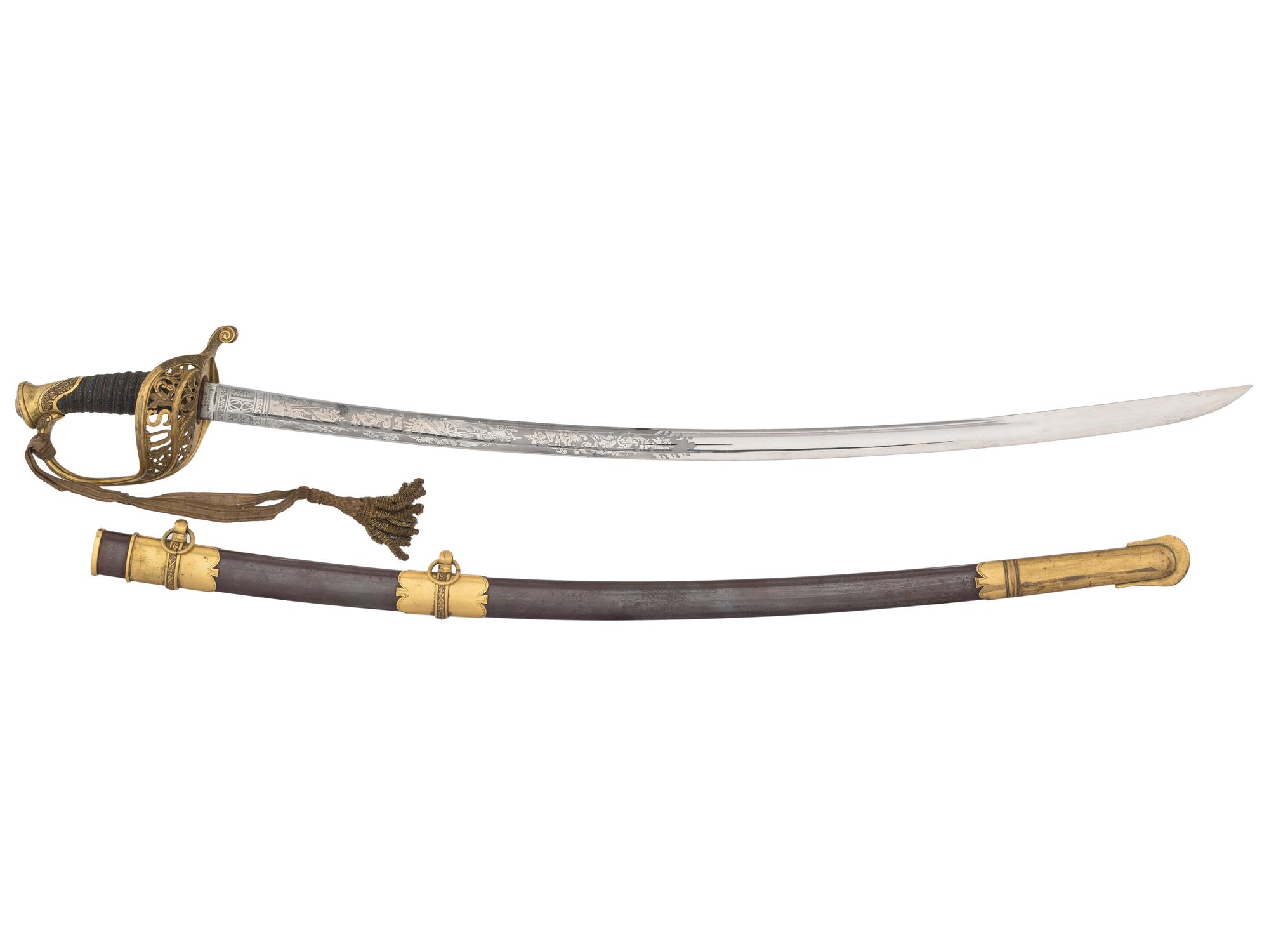 [CIVIL WAR]. High grade Horstmann US Model 1850 Staff & Field Officer’s sword with etched cavalry blade.