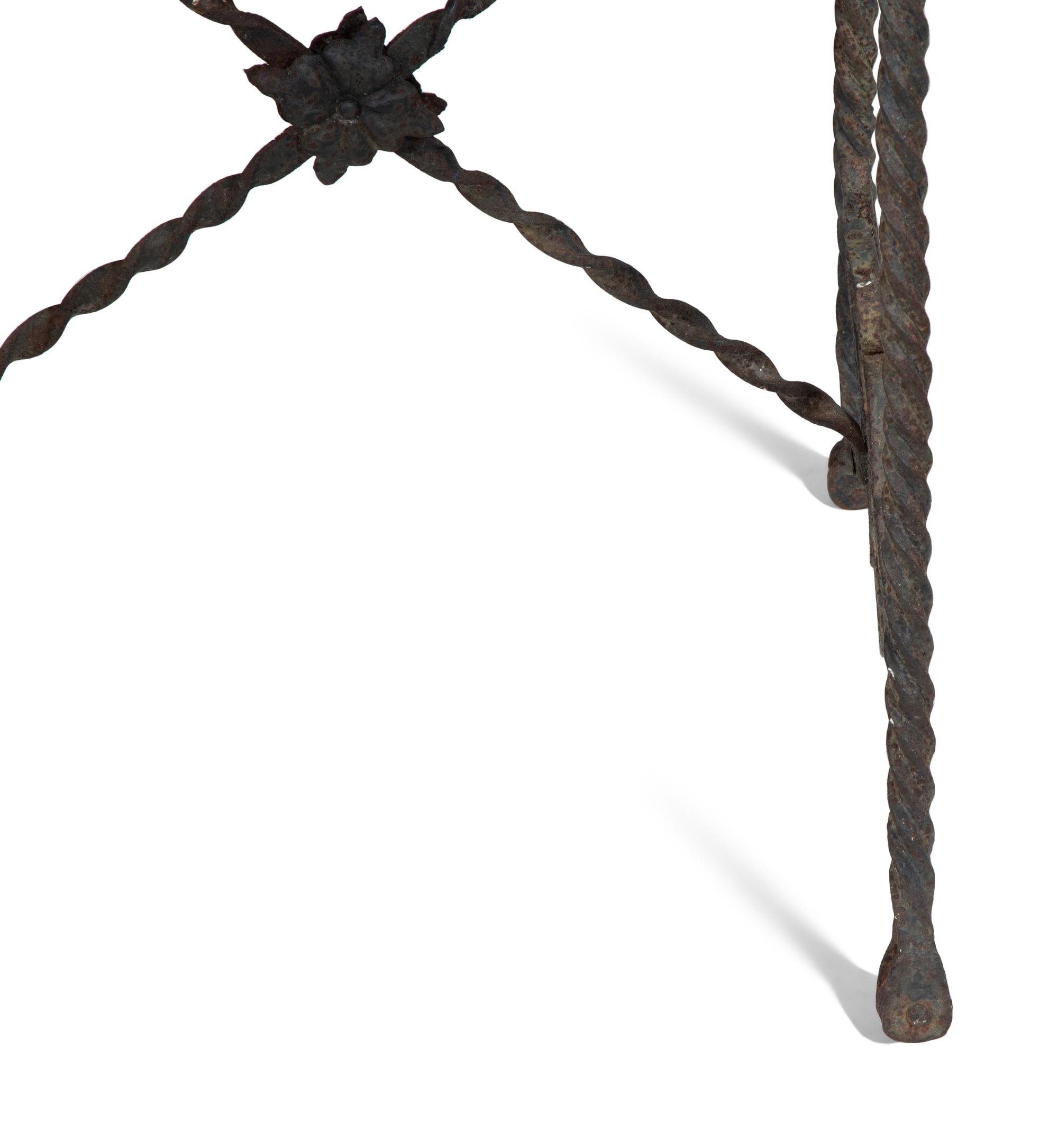 A Mizner Wrought Iron Side Table with Inset Spanish Tile Top