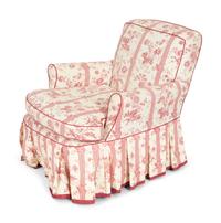 An American Empire Mahogany Foot Stool and a Printed Cotton Slip-Upholstered Club Chair