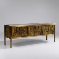 Acid-Etched Brass Sideboard, c. 1970 Mastercraft, USA