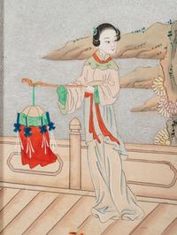 Two Chinese Ink and Color on Paper Paintings Depicting Ladies
