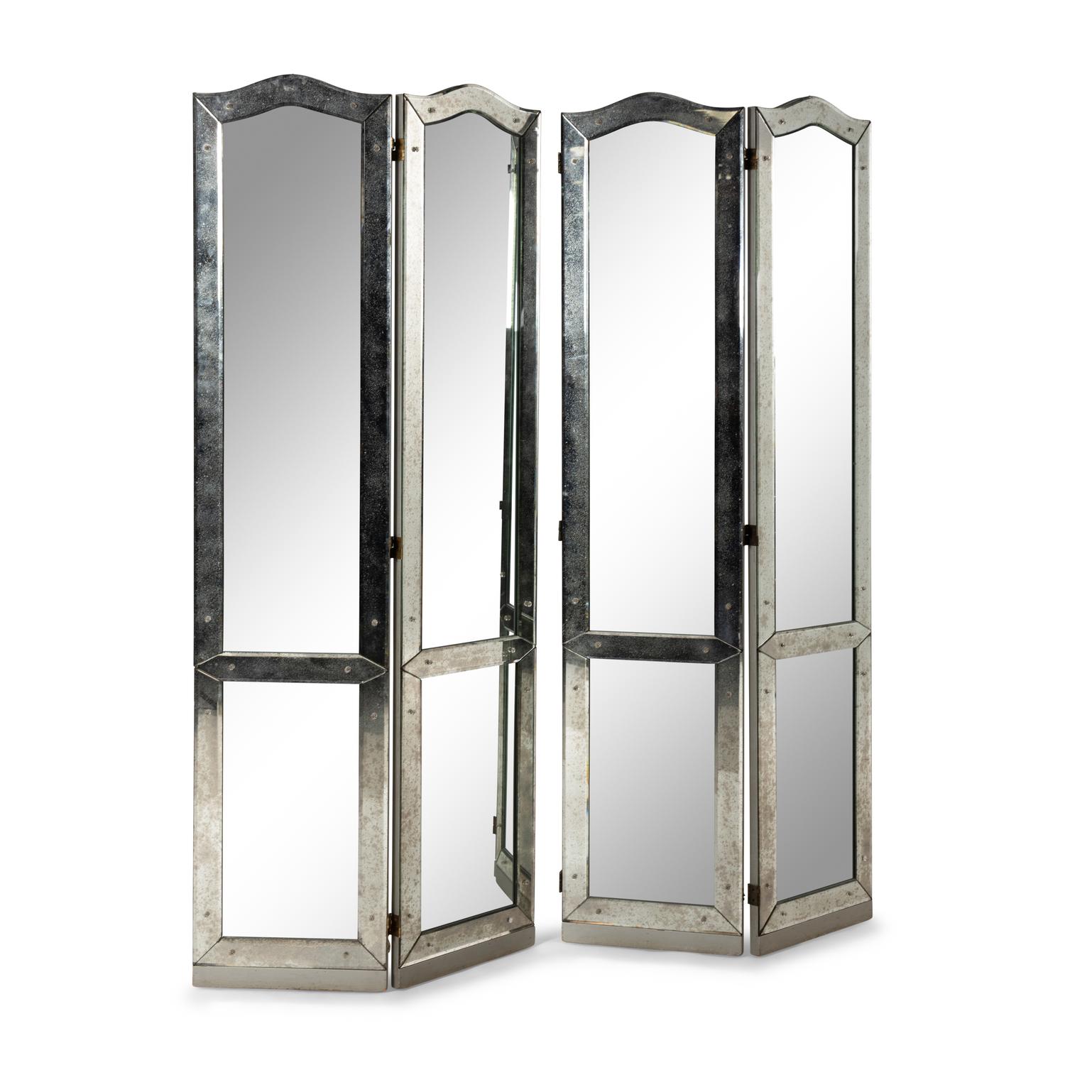 A Venetian Style Mirrored Four-Panel Floor Screen