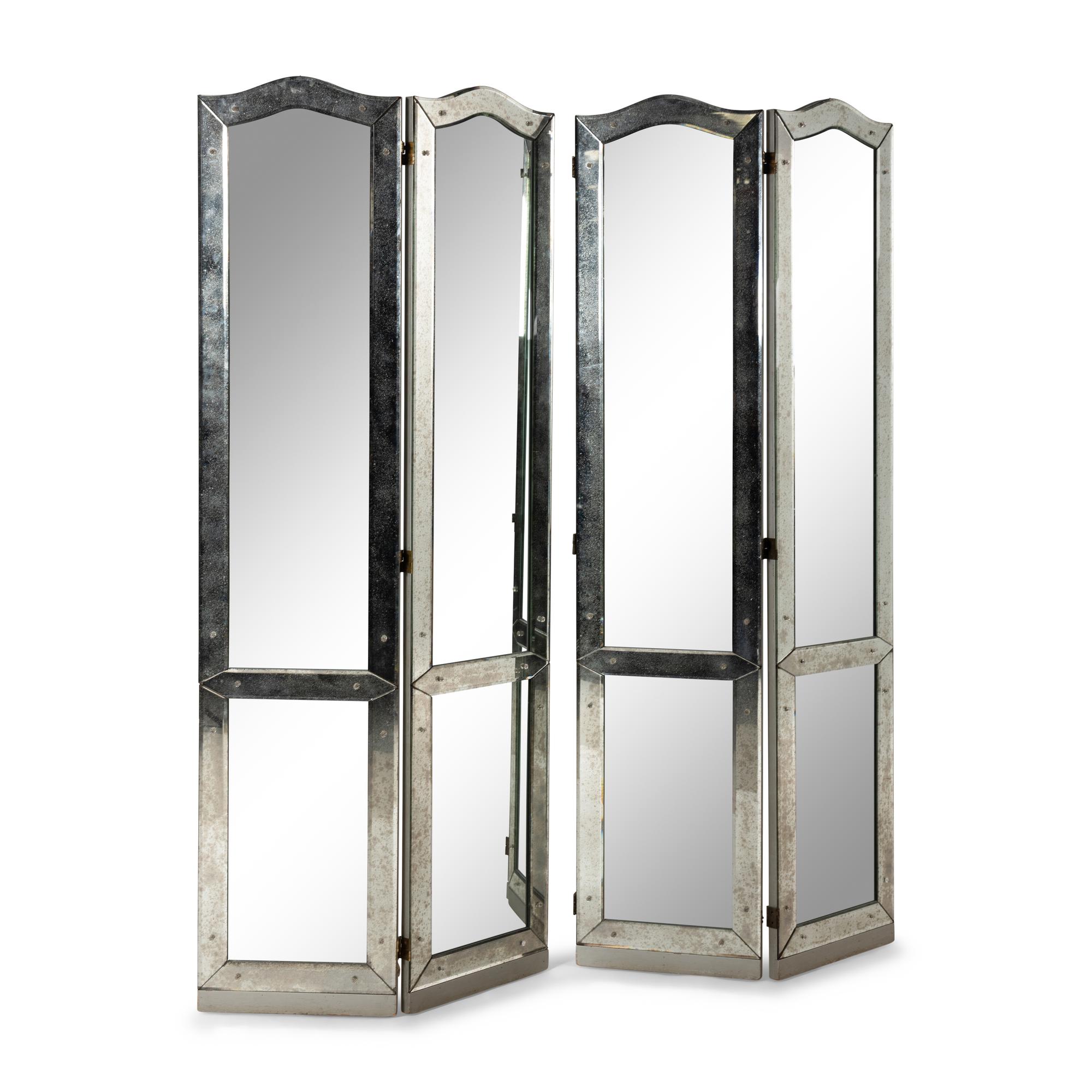 A Venetian Style Mirrored Four-Panel Floor Screen