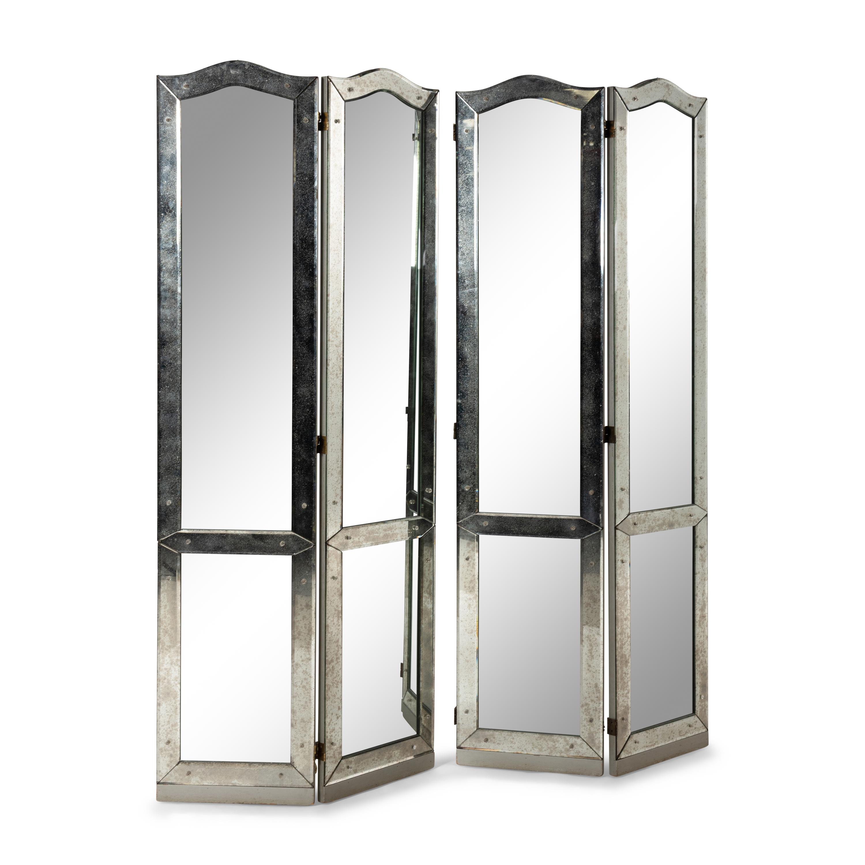 A Venetian Style Mirrored Four-Panel Floor Screen