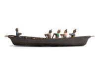 Greenlandic Inuit Model Umiak with Rowers