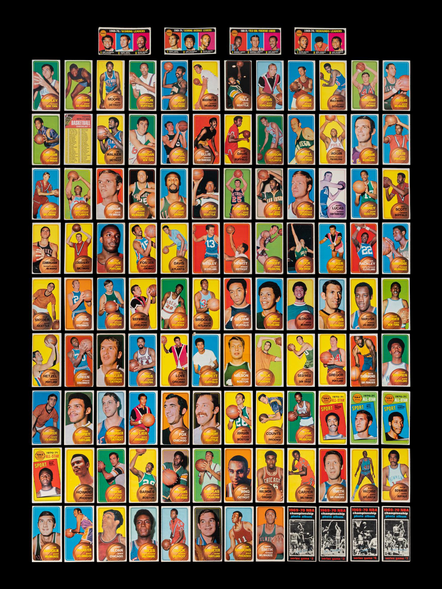 A Group of 110 1970 Topps Basketball Cards (Including Lew Alcindor / Kareem Abdul-Jabbar),