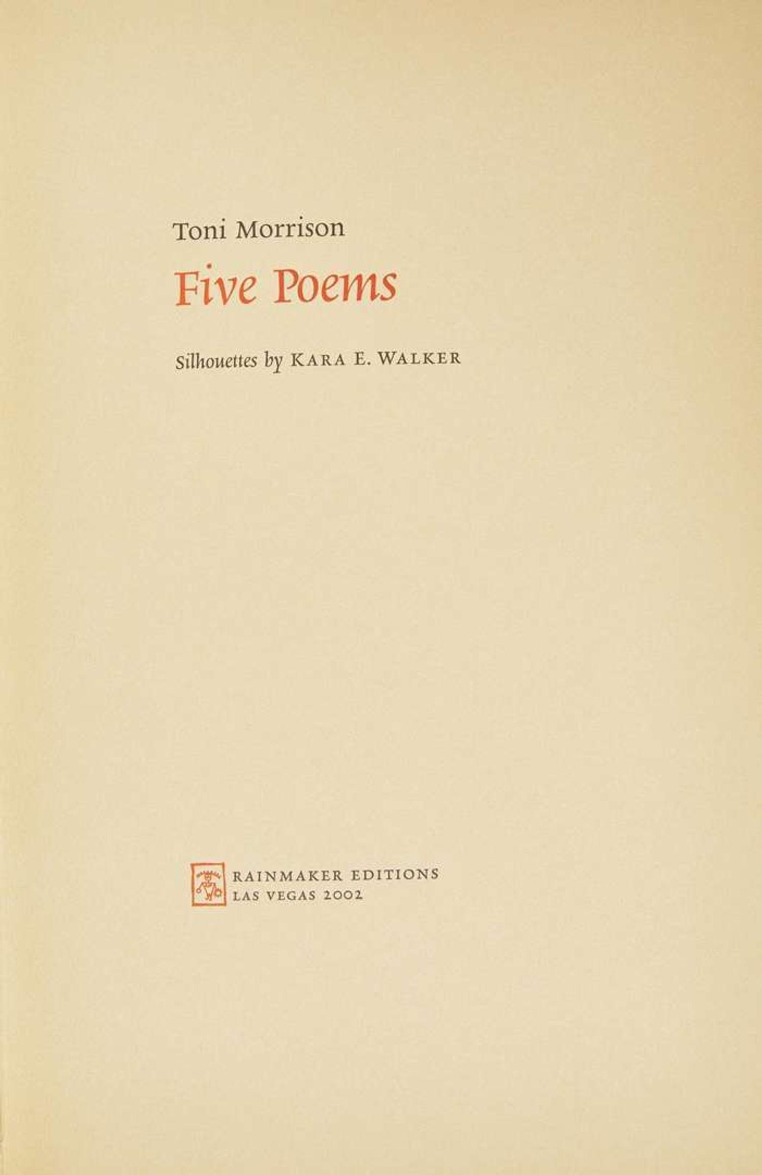 [Art] Morrison, Toni and Kara E. Walker: Five Poems