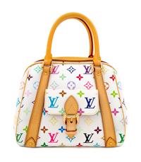 A Louis Vuitton White Multicolor Priscilla Handbag, 8" H x 9.5" W x 7" D; Handle drop: 4".