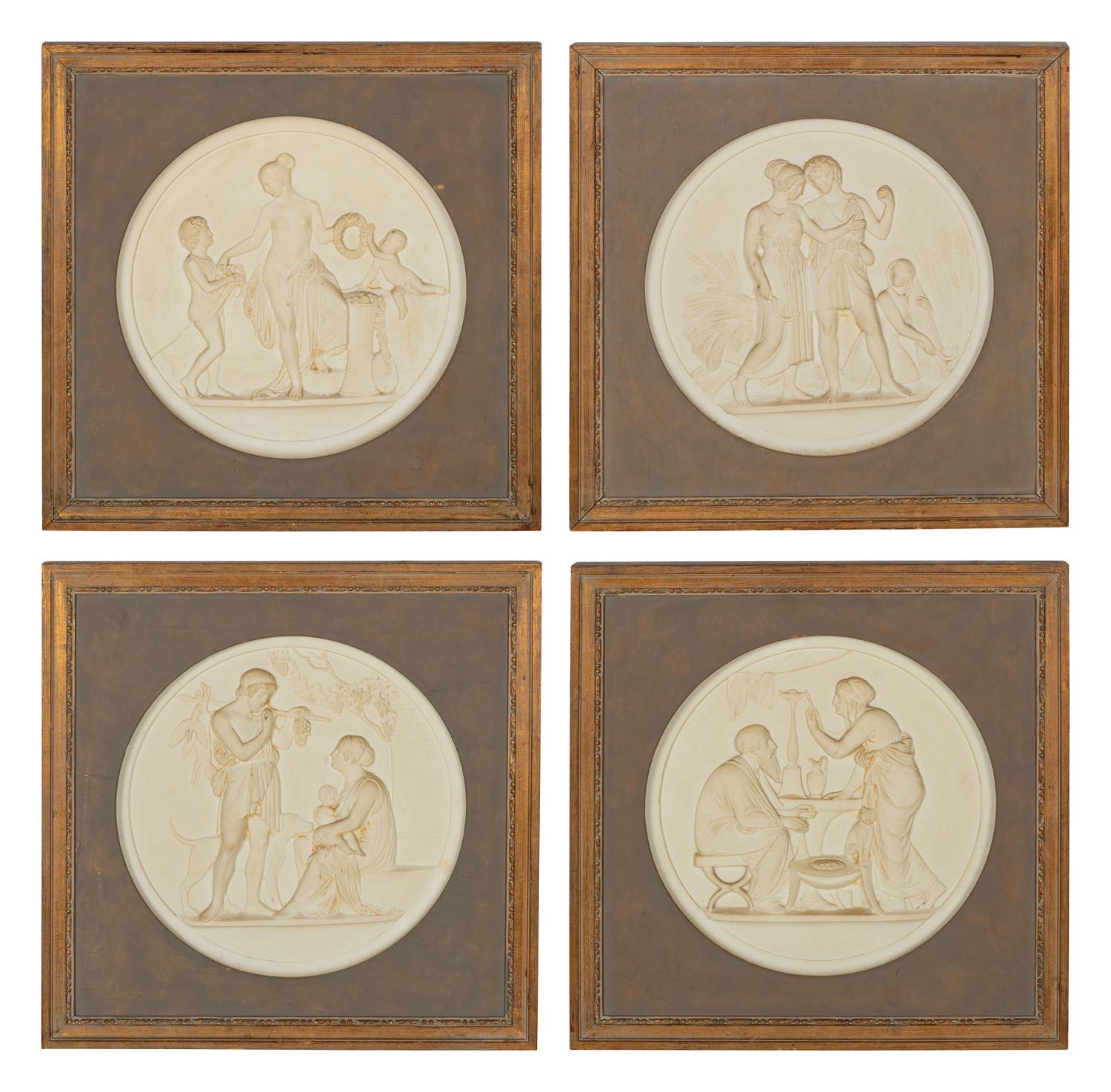 A Set of Four Neoclassical Composition Relief Plaques