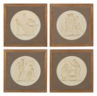 A Set of Four Neoclassical Composition Relief Plaques
