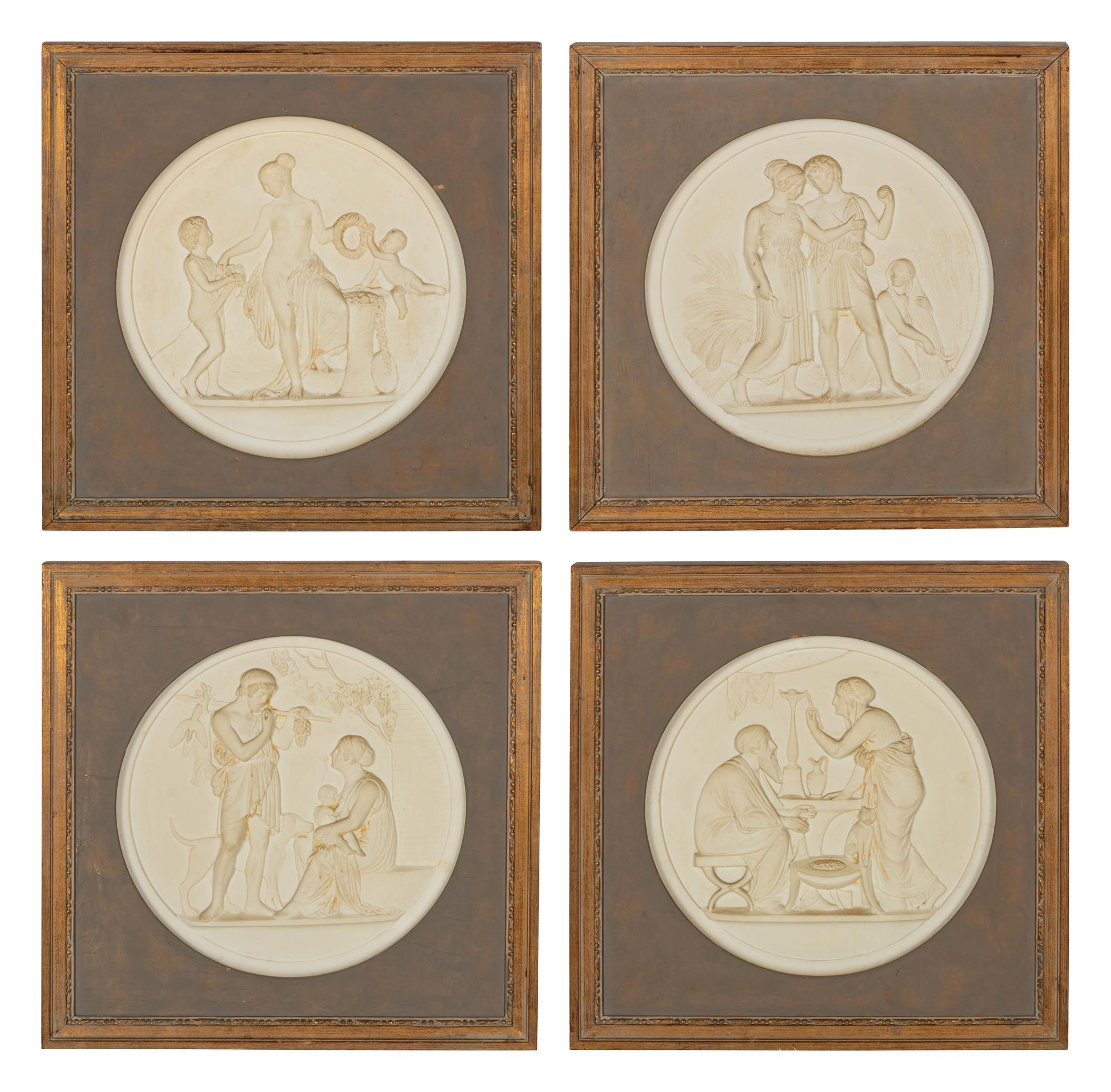 A Set of Four Neoclassical Composition Relief Plaques