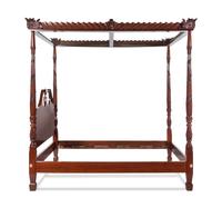 A George III Style Carved Mahogany Tester Bed with Custom Drapery