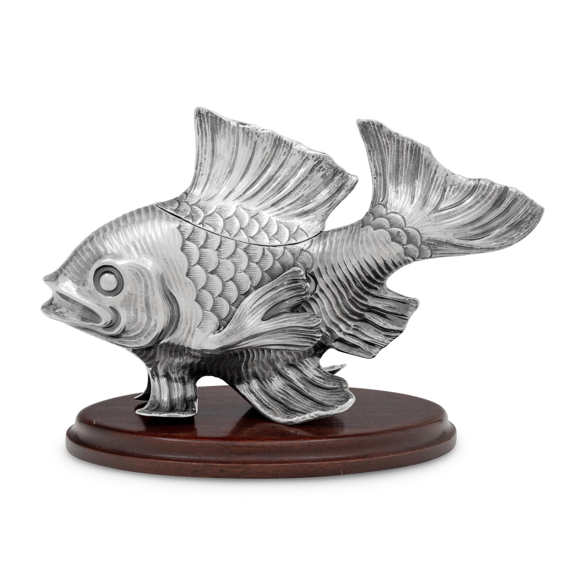 A Buccellati Silver Fish-Form Table Box