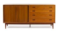 A Danish Teak Sideboard Height 34 x width 72 x depth 19 inches. — STYLE OF POUL HUNDEVAD