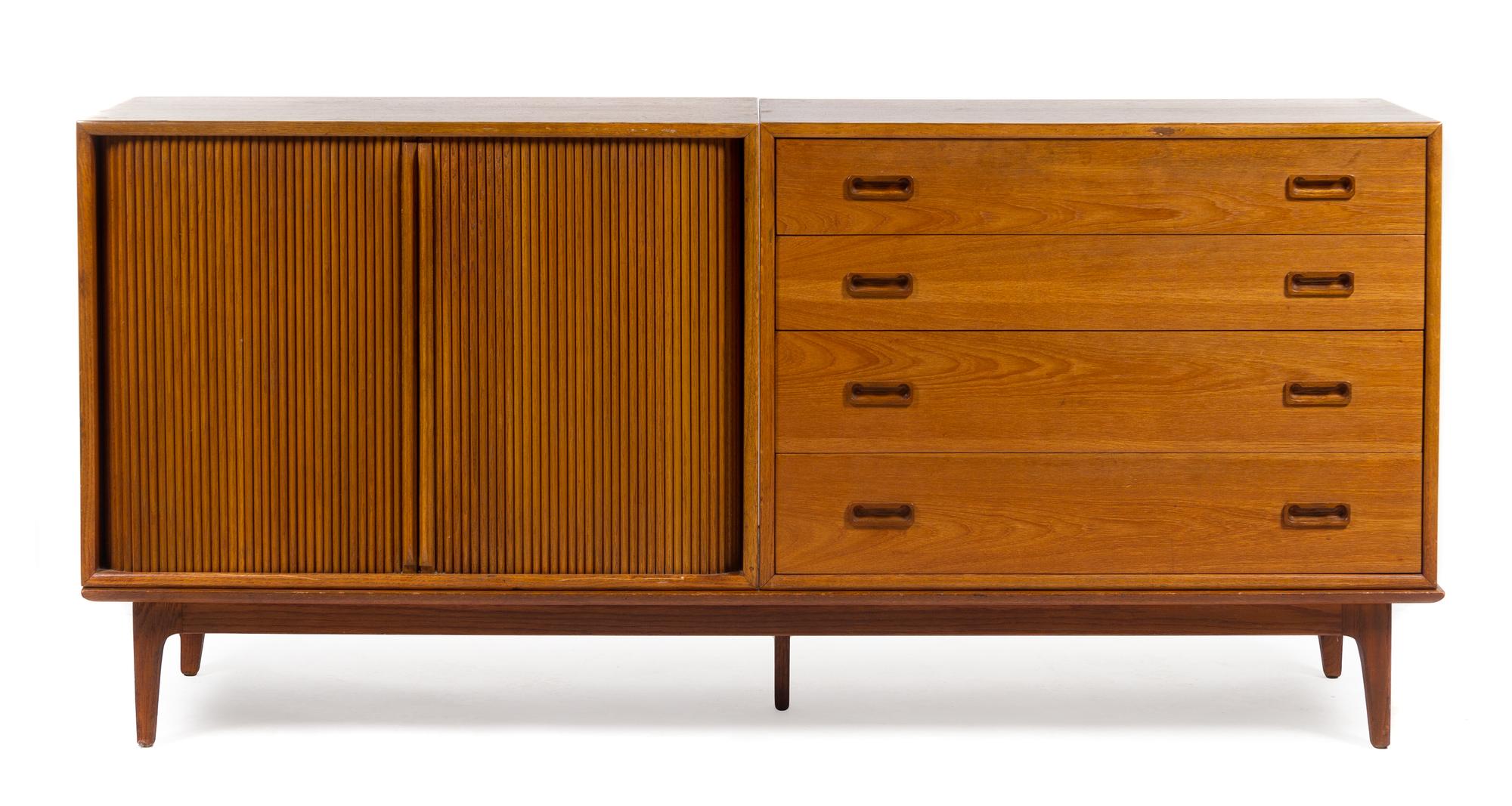 A Danish Teak Sideboard Height 34 x width 72 x depth 19 inches. — STYLE OF POUL HUNDEVAD