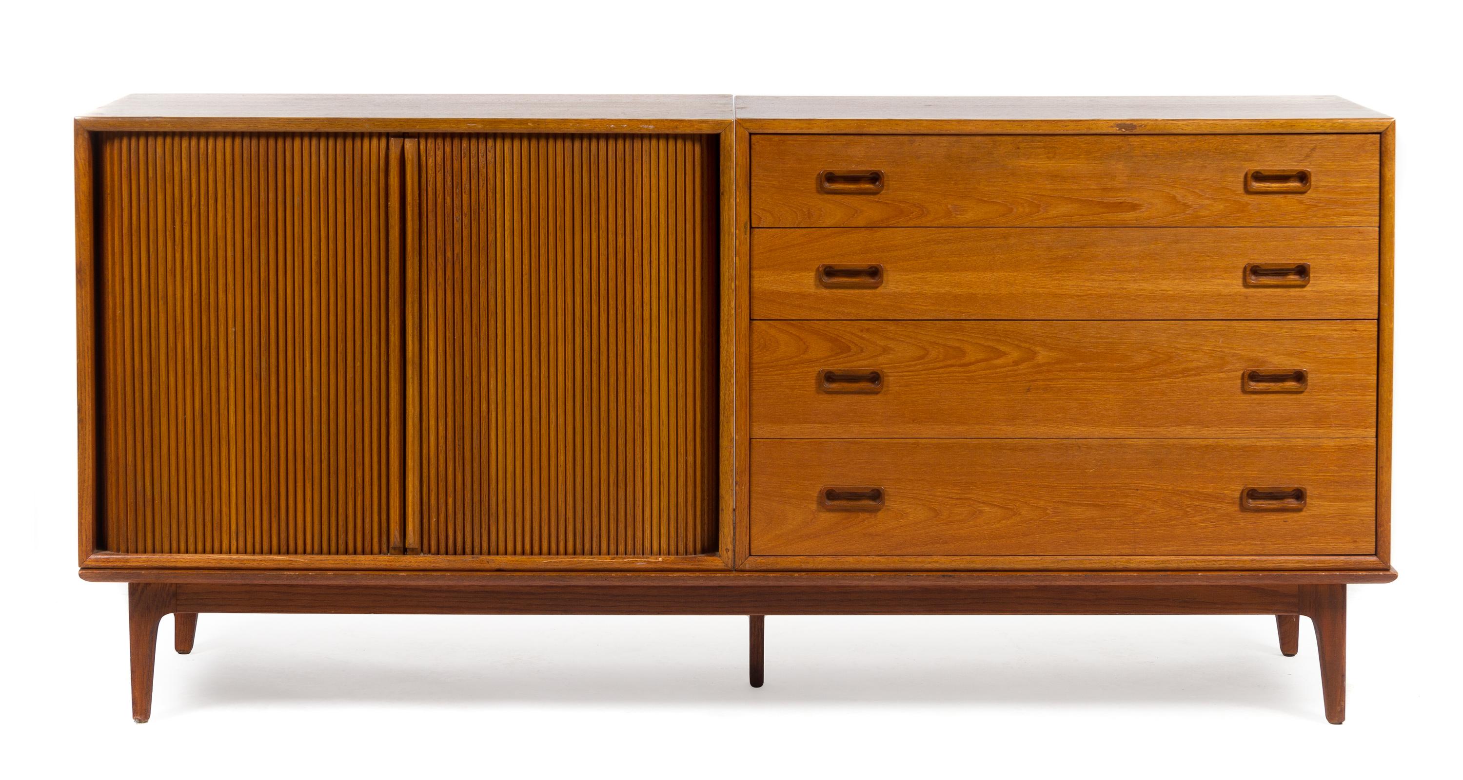 A Danish Teak Sideboard Height 34 x width 72 x depth 19 inches. — STYLE OF POUL HUNDEVAD