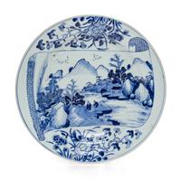 A Large Chinese Blue and White Porcelain Charger Diameter 15 inches. — KANGXI PERIOD (1661-1722)