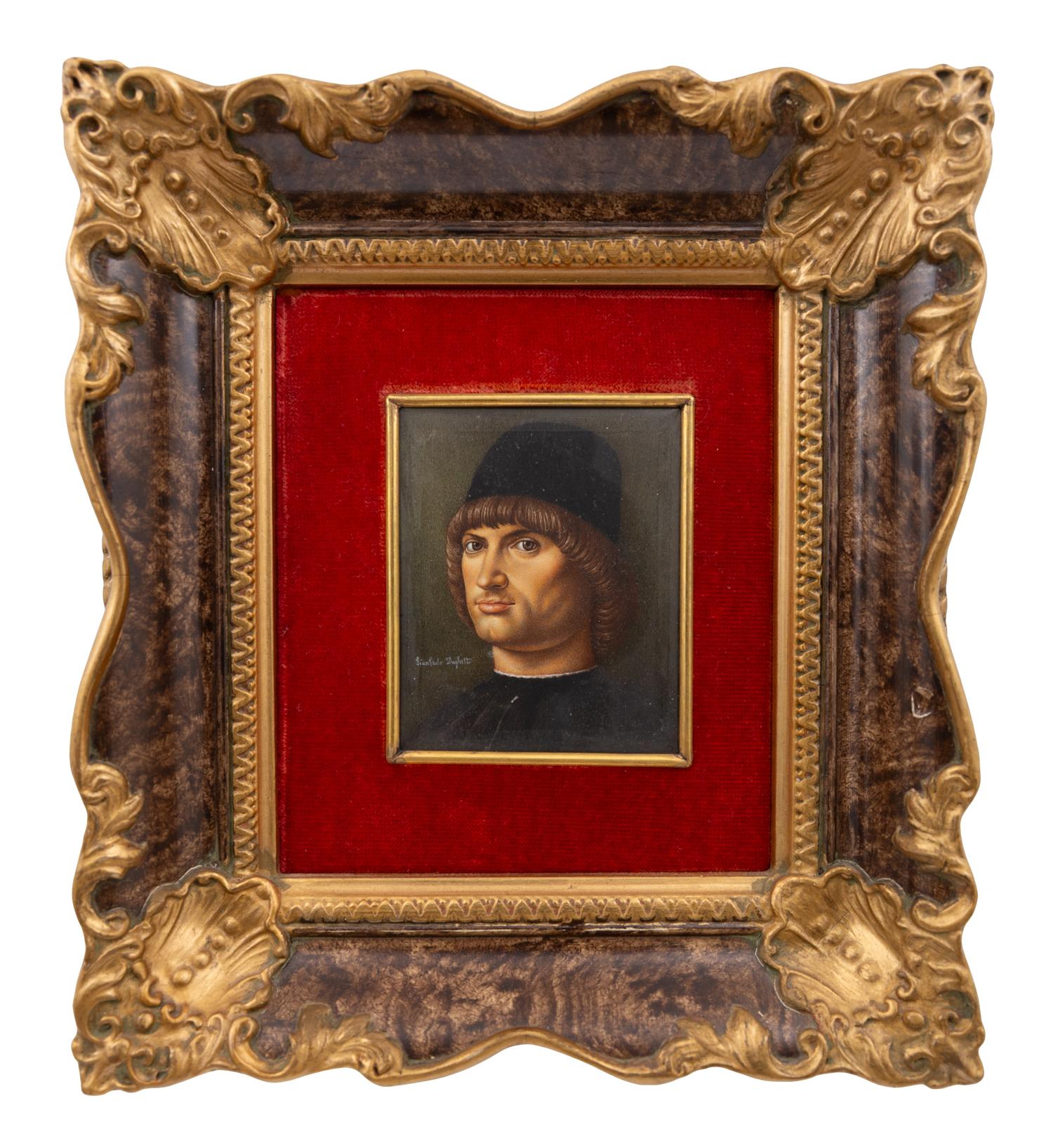 A Collection of Nine Framed Italian Miniature Portraits