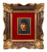 A Collection of Nine Framed Italian Miniature Portraits
