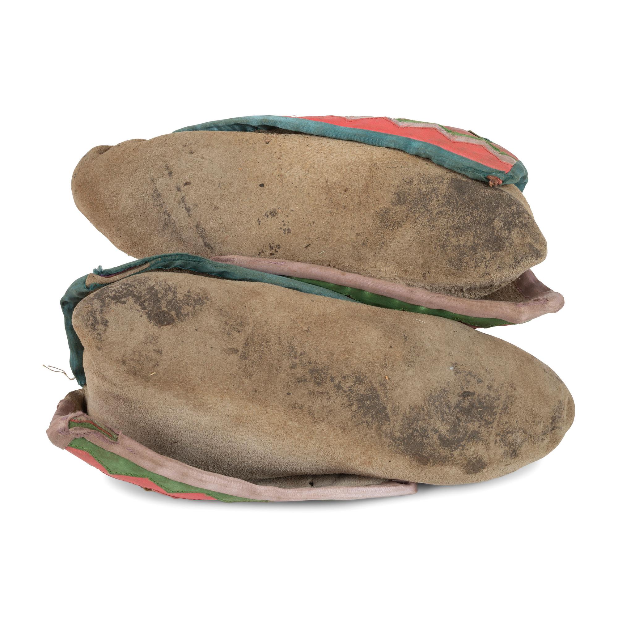 Osage Hide Moccasins, with Ribbon Work