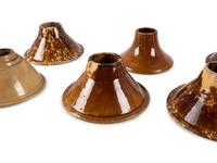 Seven Yellowware Canning Jar Funnels